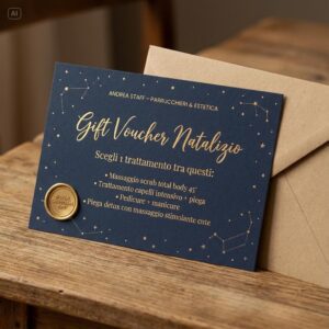 Voucher Natale 49€ - 1 trattamento a scelta tra scrub, rituali capelli, pedicure+manicure o piega detox.